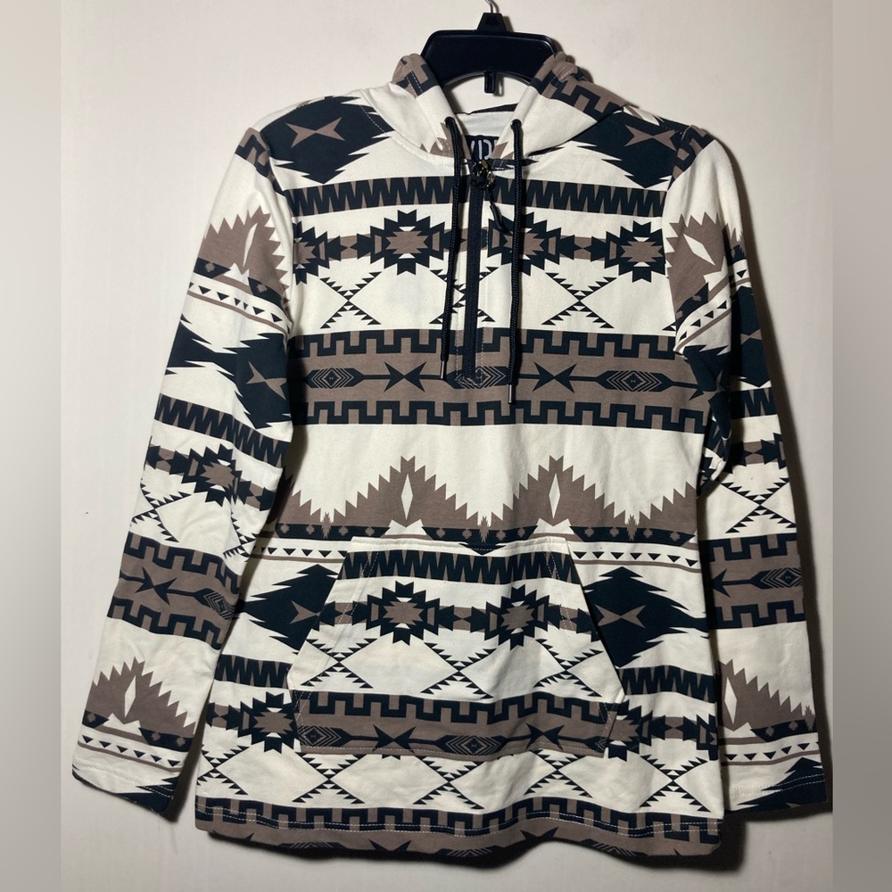 NWT Powder River Outfitters Printed Aztec Quarter Zip Hoodie Size Small